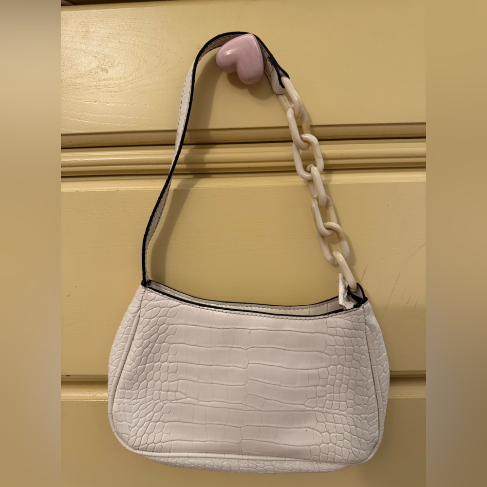 White Croc-Embossed Women's Bag